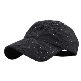 Glitter Sequin Sparkle Bling Game Baseball Cap Hat Sun Visor (Sky Blue)-L8