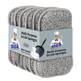 MR.SIGA Esponjas Doble Cara Reutilizables para Lavar Platos, Pack de 6