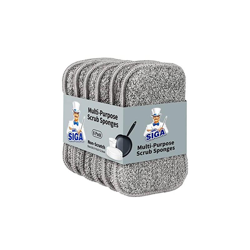 MR.SIGA Esponjas Doble Cara Reutilizables para Lavar Platos, Pack de