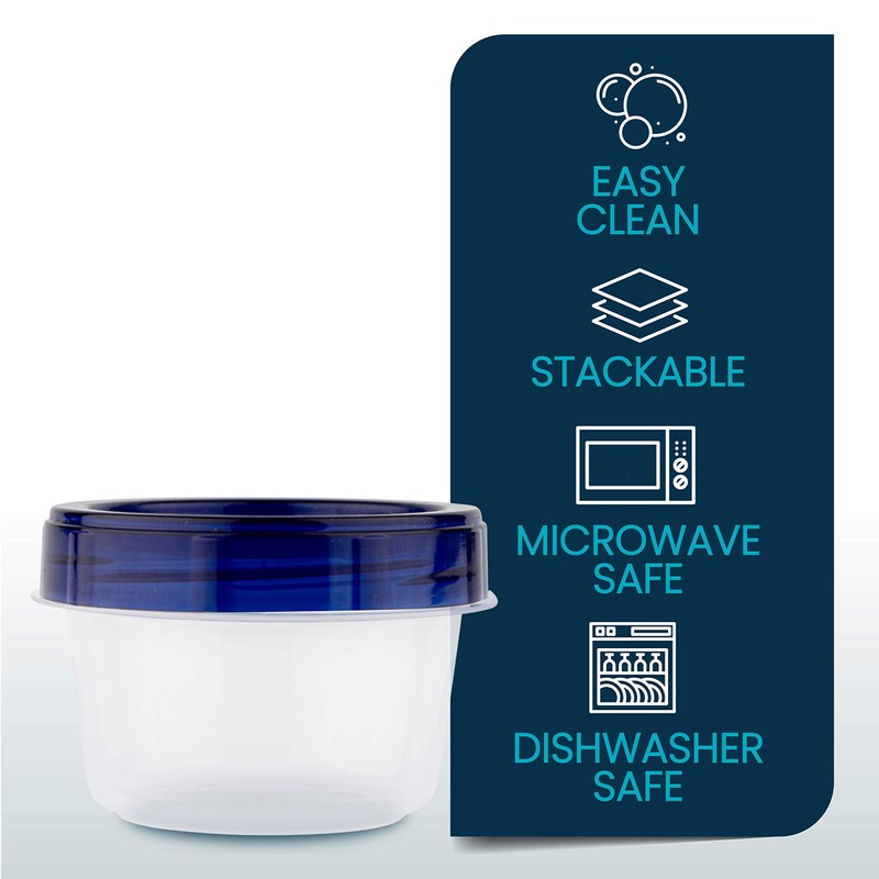 PLASTICPRO Deli Containers Clear bottom With blue Top Twist on