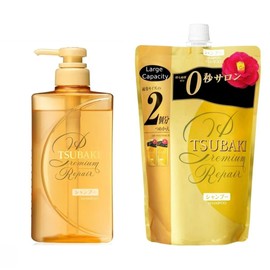 Hair Professional Repair Tsubaki Shampoo and Refill Set, 490ml Bottle + 660ml Refill Pack – with Camellia Oil For Dry, Damaged Hair