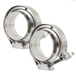 Elifecenter 3 Inch Exhaust V band Clamp T304 Stainless Steel with T-Bolt Quick Release Latch and flanges