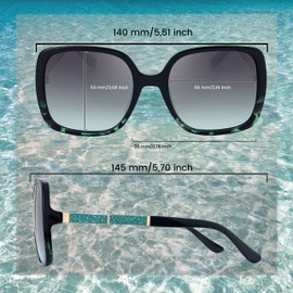 SQUAD Sunglasses for Women Adults Square Fashion with Glasses Case, 3ew648c2 Glossy Black. Green colour gradient