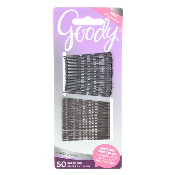 Goody Colour Collection Metallic Finish Bobby Pin, Black, 50 Count (Pack of 3)