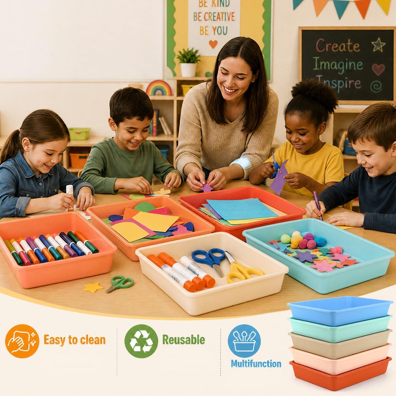 Defresit 12Pcs Letter Size Paper Trays for Classroom Flat Storage