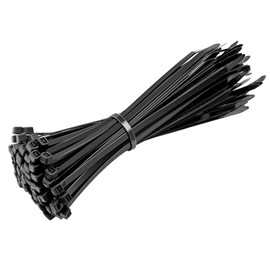 Black Cable Ties, 200mm x 4.8mm, Pack of 100, Premium Nylon Zip Ties, Multi-Purpose Plastic Tie Wraps, Secure Self-Locking Mechanism, for Home, Garden, Workshop, Office and DIY