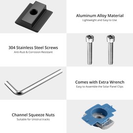 Anbte 10pcs Solar Panels Mid Clamps for Unistrut, Aluminium 1.37" Solar Panel Brackets, Mounting Kit for Metal Roof, Tin Roof, Flat Roof, Sheet Roof, RV, Black