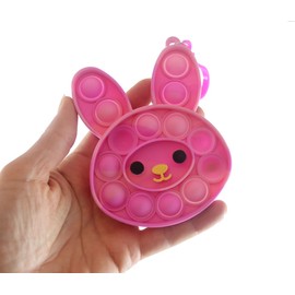1 Small Bunny on Clip Bubble Popper Toy - Easter Basket Bubble Pop Fidget Toy - Silicone Push Poke Bubble Wrap Fidget Toy - Press Bubbles to Pop - Bubble Popper Sensory Stress Toy OT (Random Color)