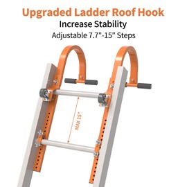 2 Ladder Roof Hook with Wheels, Heavy Duty Steel Ladder Hooks with Grip T-Bar for Damage Prevention, 550 Lb Weight Capacity, Easy Access to Steep Roofs