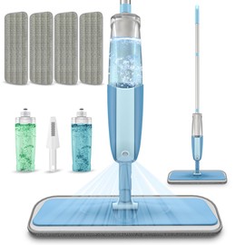 Spray Mops for Hardwood Floor Cleaning: MEXERRIS Wet Mops with 2 Bottles - Floor Mop with 4 Reusable Washable Pads for Swiffer Powermop - Dust Dry Mops with Spray for Laminate Wood Vinyl Tiles