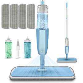 Spray Mops for Hardwood Floor Cleaning: MEXERRIS Wet Mops with 2 Bottles - Floor Mop with 4 Reusable Washable Pads for Swiffer Powermop - Dust Dry Mops with Spray for Laminate Wood Vinyl Tiles