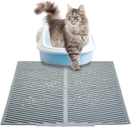 Fhiny Large Cat Litter Mat Litter Trapping Mat, 20'' x 16'' Silicone Washable Kitty Litter Pads for Floor Less Waste No Slip Cat Litter Catcher Pet Trapping Litter Rug for Indoor Cats Easy Clean