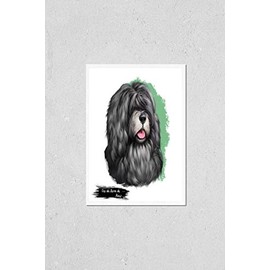 Poster Reproduction of Cão da Serra de Aires dog breed isolated on white background digital art illustration. Medium-sized breed of dog of herding type. Cute pet hand drawn portrait. Graphic