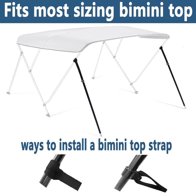 Adjustable Bimini Boat Top Straps,One Hooks 38"~70"Marine Awning Webbing Straps,with