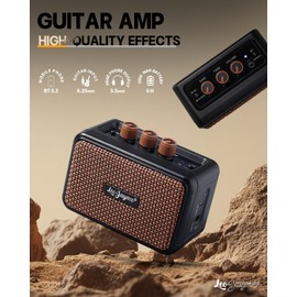Leo Jaymz Leo Jaymz Mini Guitar Amplifier - 5W Dual Speaker BT Wireless Guitar Amp Rechargeable Battery, Clean/Overdrive Modes, Headphone Jack,Ideal for Practice & Performance (Black)
