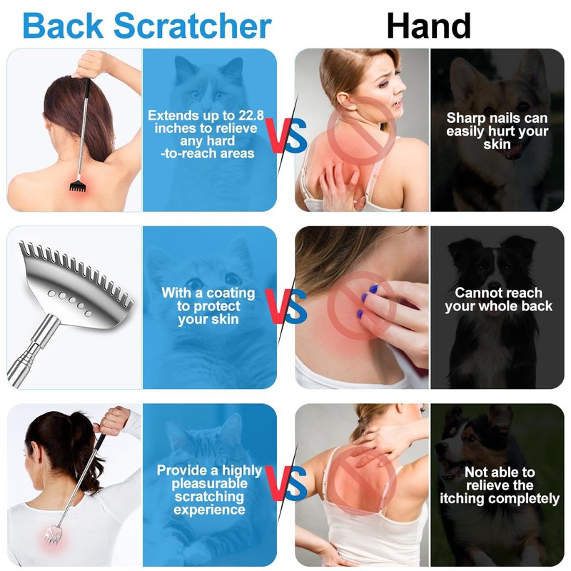 Yeipis 3 Pack Different Back Scratcher Metal Portable Telescoping with