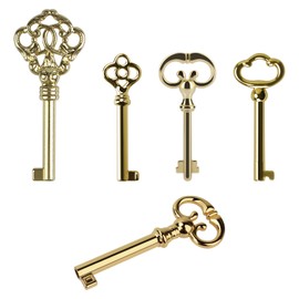 VIDABTE 5-Key Skeleton Key Set,Universal Replacement Skeleton Keys Kit for Antique Dresser, Chinese Cabinet, Antique Furniture and Old Style Cabinets or Doors (5 pcs)