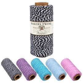 Craft County 100% Cotton Twine Spools – 2-Ply Crafting Cord 1mm Thick in 410 ft (125m) – Black and White