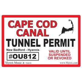 Slyrox Music Cape Cod Canal Tunnel Permit - 4.5''x 3'' Sticker Decals - Red, OU812