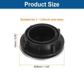 sourcing map 1 Pcs Kitchen Sink Hole Cover, 1.42 Inch Faucet Hole Cover Stainless Steel/Plastic Tap Hole Plate Stopper for Top Holes Kitchen Bathroom Sink Accessories, Silver/Black
