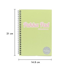 Pukka Pad Pastel A5 Jotta Notebooks – Pack of 3 Wirebound Notepads with 200 Pages, 100 Sheets of 80GSM 8mm Feint Ruled Paper and Perforated 4-Hole Punched Margins – Pink, Blue, & Green, 29.7 x 22.4 cm