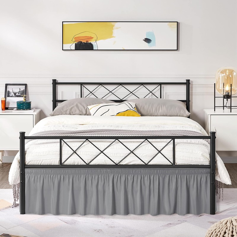 Biscaynebay Wrap Around Bed Skirts with Split Corners for Queen