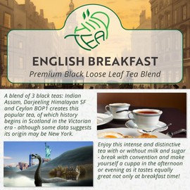 English Breakfast Loose Leaf Tea - Blend of Indian Assam & Darjeeling & Ceylon BOP1 - Black Tea Loose Leaves (English Breakfast, 175g)