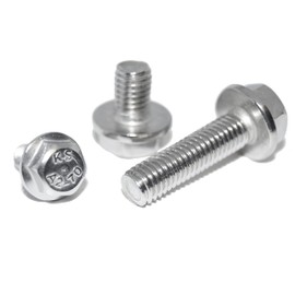 Hexagon Screws with Flange M6X10 Pack of 6 DIN 6921 A2 Stainless Steel Full Thread without Locking Toothing