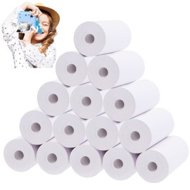 Thermal Paper for Children's Camera, 15 Rolls, White Thermal Printer Paper, Rolls Refill Printing Paper for Children's Camera, Instant Print Camera, Photo Printer, Labels (57 x 30 mm)