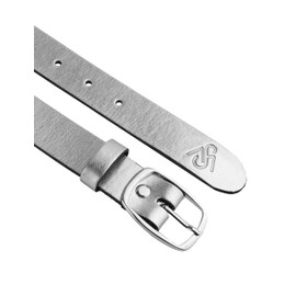 Merry Style D41 Women's Leather Belt 3 cm Wide, Silver logo