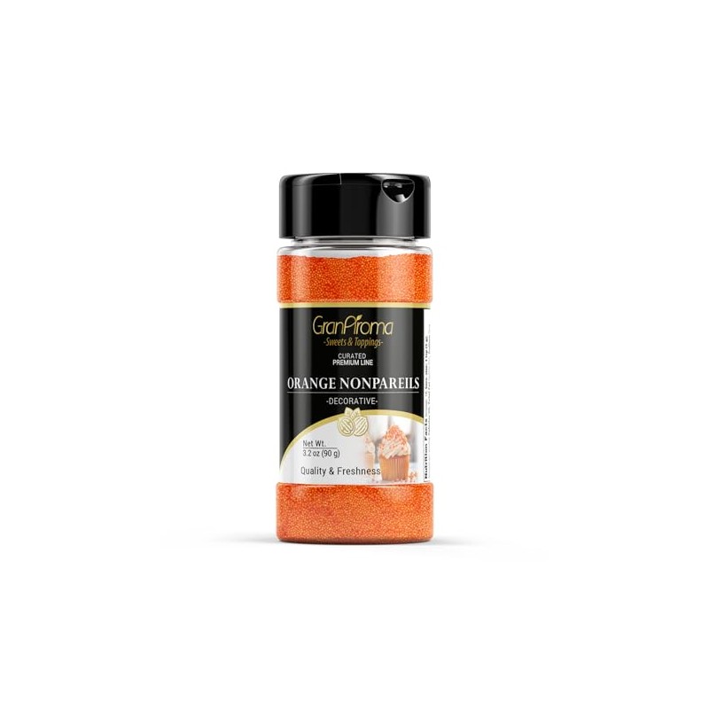 GranAroma Orange Nonpareils, Decorative Sprinkles, Cakes & Cookies, Bakery Staple