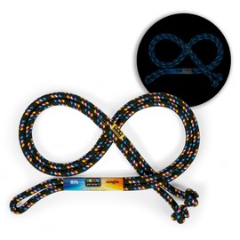 Just Jump It 8 Foot Glow in the Dark Jump Rope for Kids, Active Outdoor Youth Fitness Exercise Equipment, Braided Nylon Gym Accessories, Black