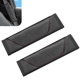 Ferianl 2PCS Car Seat Belt Cover, Carbon Fiber Leather Seat Belt Cushion Shoulder Strap, Safety Seatbelt Pad Protect Your Neck and Shoulder, Universal Auto Seatbelt Accessories for Sedan, SUV(Black)