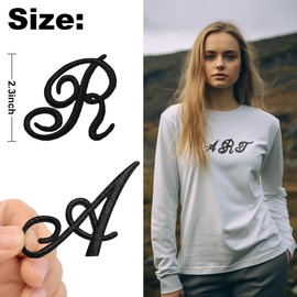 GYGYL 26 Pieces Cursive Letters, Iron on Letters Patches, Alphabet Embroidered Patch A-Z Applique for Clothes, Dress, Hat, Socks, Jeans, DIY Accessories (White)