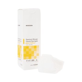 McKesson Premium Woven Gauze Sponges, Non-Sterile, 12-Ply, 100% Cotton, 3 in x 3 in, 200 Per Pack, 20 Packs, 4000 Total