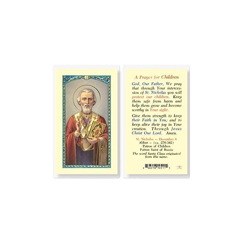 Generic A Prayer for Children/St. Nicholas Laminated Holy Cards, 25-Count