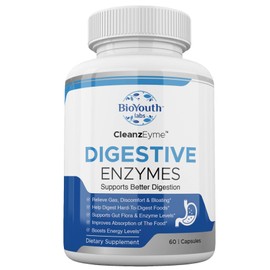 BioYouth Labs Natural Digestive Enzymes & Probiotic Supplement for Adults, 60 Capsules - Nutritious Blend of Digestive Enzymes & Advantage Probiotic for Digestion & Digestive Health.