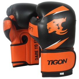 Tigon Boxing Gloves Leather Punch Bag Punching Boxing Gloves Black (10oz)