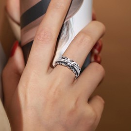 SHAOAN Butterfly Spinner Ring 925 Sterling Silver Fidget Rings for Anxiety Stress Relieving ADHD Jewelry Gifts for Women