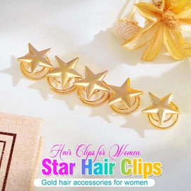 BARTOSI Star Hair Clips Gold Stars Hair Pins Cute Braid Hair Accessories for Women and Girls (Pack of 5)