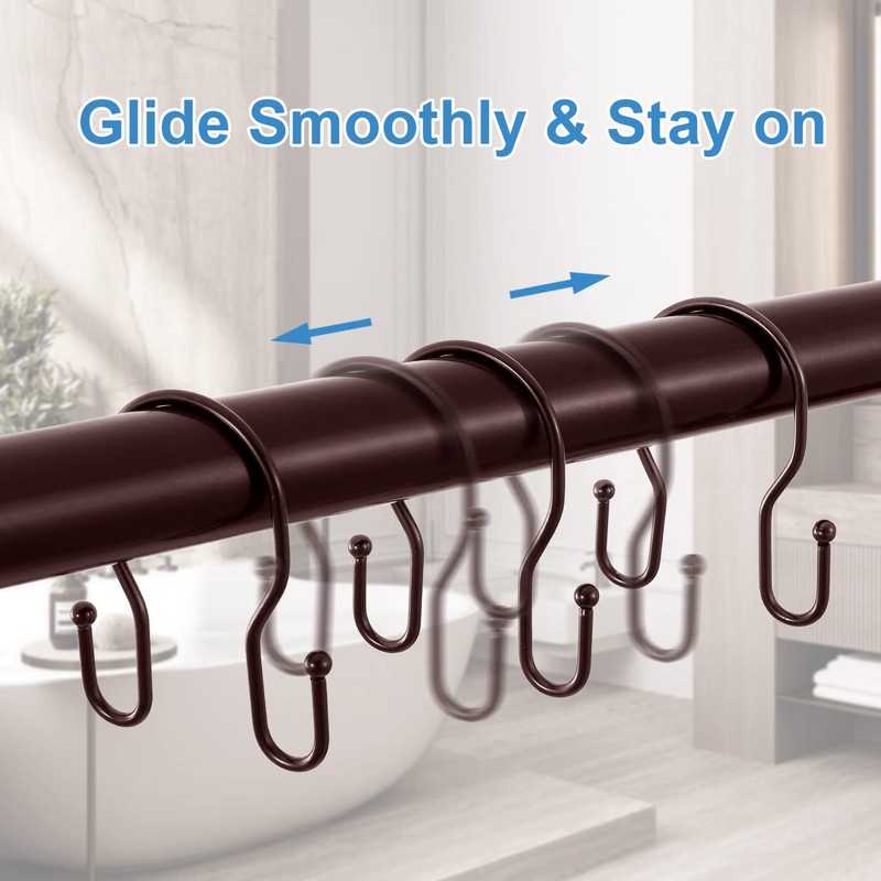 24 Pack Double Shower Curtain Hooks Rings, TENOVEL Double Sided