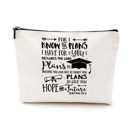 Inspirational Graduation Gifts Cosmetic Bag Makeup Bag Class of 2024 Christian Phd Graduation Gifts Bible Verse Congratulations Gift University College Masters Degree Graduation Gifts for Women Nurse