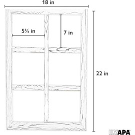 Ilyapa Window Frame Wall Decor 2 Pack - Large 18x22 Inch Rustic White Wood