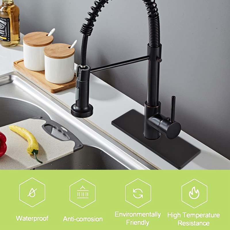 UFURMATE Tap Plate, Black Stainless Steel Hole Cover Deck Plate