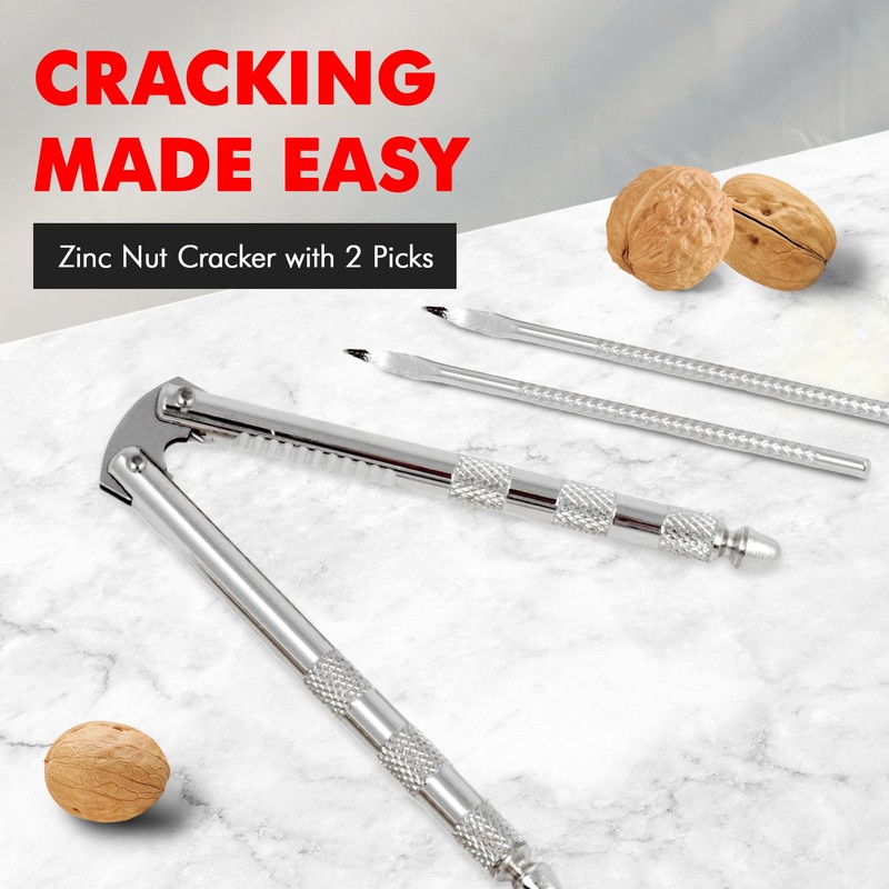 Chef Craft Classic Nut Cracker with Picks, 6.75 inch, Stainless