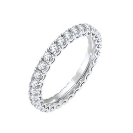 18K White Gold Plated Silver Ring With 1 Carat Total Weight Moissanite (D Color, Round Brilliant Shape, VVS Clarity) Gold Jewelry, Rings For Women, Gift For Her, Jewelry For Women Comes With Gift Box,