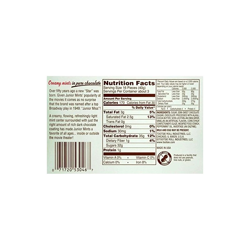 Junior Mints Tootsie Junior Mints Theater Box 3.5 oz [12-Boxes]