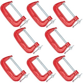 SENJEOK 8 Packs 3 Inches C-Clamp, Cast Iron C-Clamp Set, Heavy-Duty C-Clamp for Metalworking, Woodworking, 3-Inch Max Jaw Opening, 1.6-Inch Throat Depth
