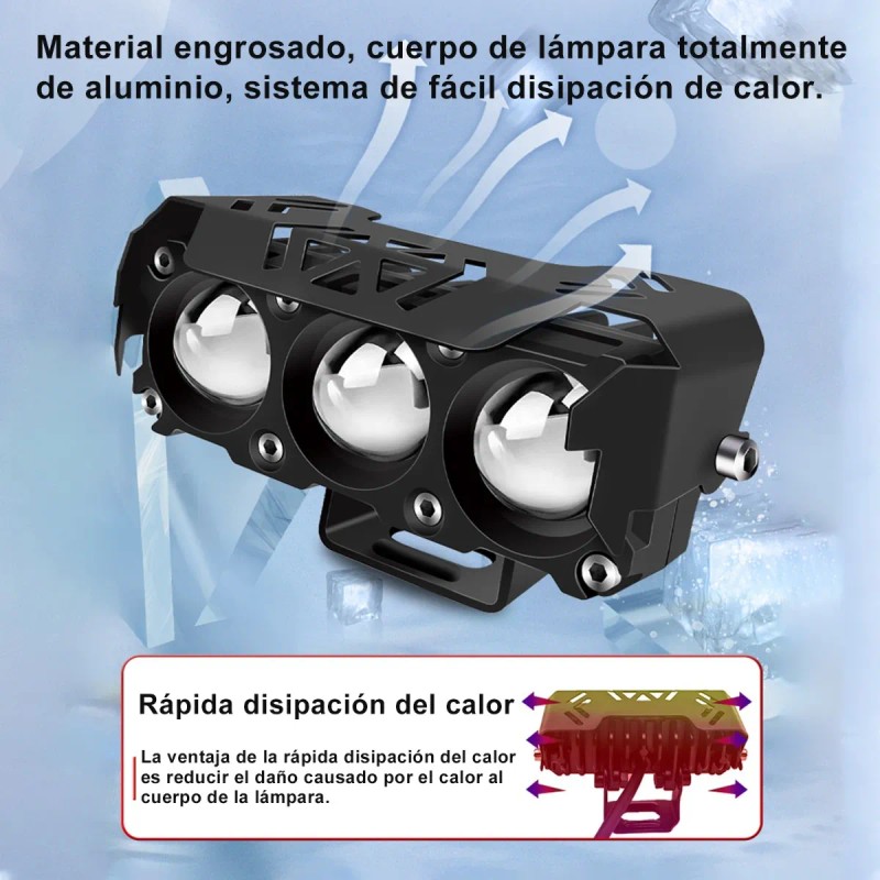 Par Faro Led Exploradoras Laser Lupa Estrobo Moto Auto 70w