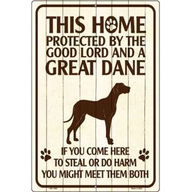 SMART BLONDE This Home Protected by A Great Dane Parking Sign Metal Novelty P-1680